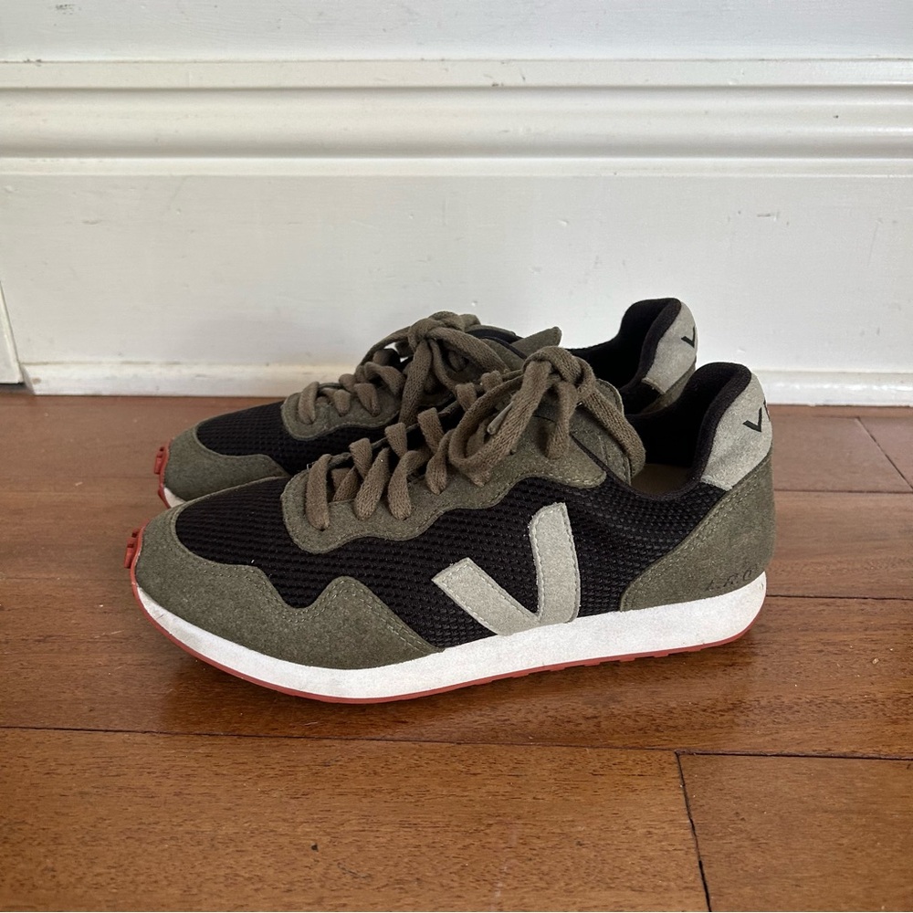 Veja Black and Olive Sneakers - Picture 10 of 12